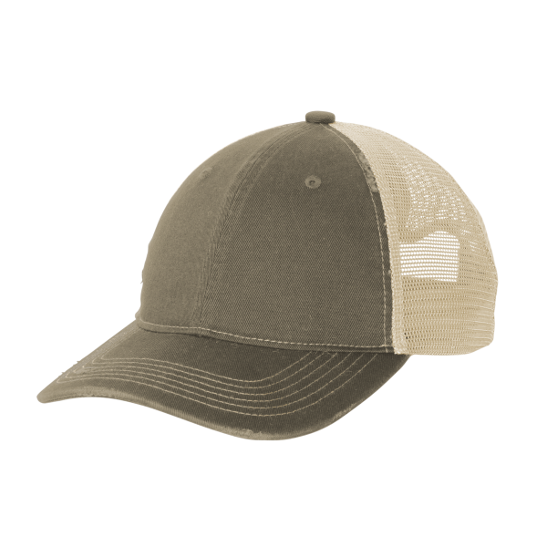 Port Authority Distressed Mesh Back Cap, Khaki / Stone, Left Side view