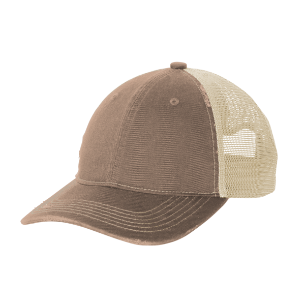Port Authority Distressed Mesh Back Cap, Light Olive / Stone, Left Side view
