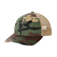 Port Authority Distressed Mesh Back Cap, Military Camo / Khaki, Left Side view