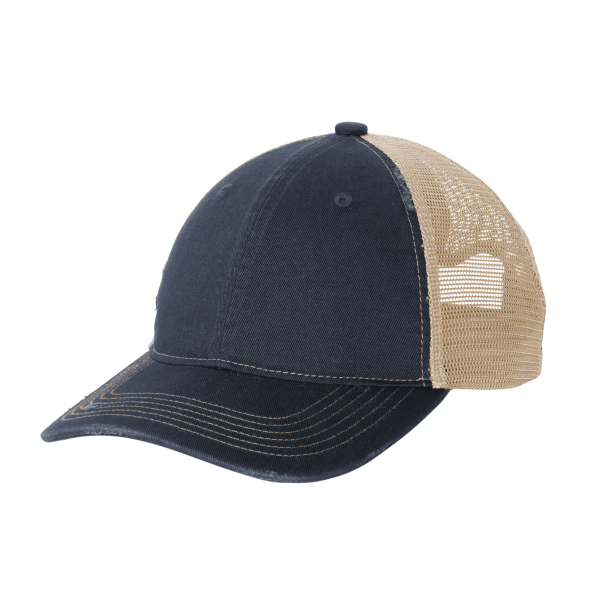 Port Authority Distressed Mesh Back Cap, River Blue Navy / Khaki, Left Side view