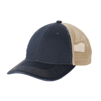 Port Authority Distressed Mesh Back Cap, River Blue Navy / Khaki, Left Side view