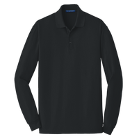 Port Authority EZCotton ® Long Sleeve Polo, Black, Front view