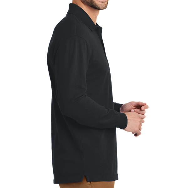 Port Authority EZCotton ® Long Sleeve Polo, Black, Right view