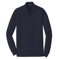 Port Authority EZCotton ® Long Sleeve Polo, Navy, Front view