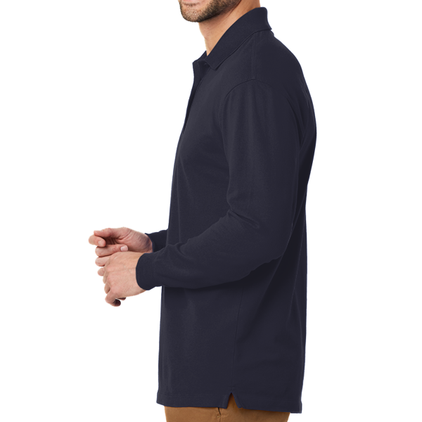Port Authority EZCotton ® Long Sleeve Polo, Navy, Left view