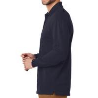 Port Authority EZCotton ® Long Sleeve Polo, Navy, Left view