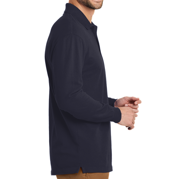Port Authority EZCotton ® Long Sleeve Polo, Navy, Right view