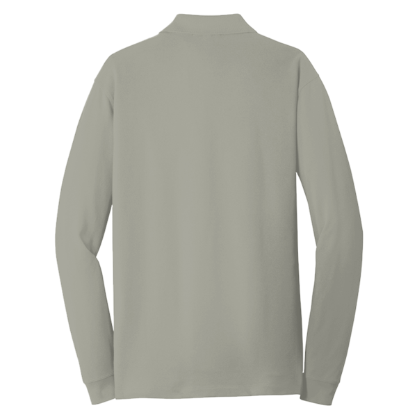 Port Authority EZCotton ® Long Sleeve Polo, Oxford Heather, Back view