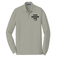 Port Authority EZCotton ® Long Sleeve Polo, Oxford Heather, Front view, Mockup
