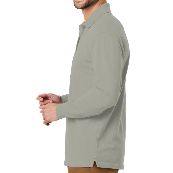 Port Authority EZCotton ® Long Sleeve Polo, Oxford Heather, Left view