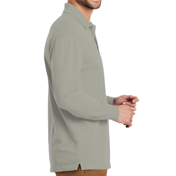Port Authority EZCotton ® Long Sleeve Polo, Oxford Heather, Right view