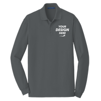 Port Authority EZCotton ® Long Sleeve Polo, Sterling Grey, Front view, Mockup