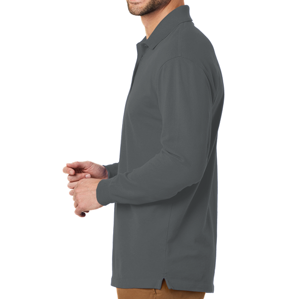 Port Authority EZCotton ® Long Sleeve Polo, Sterling Grey, Left view