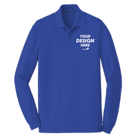 Port Authority EZCotton ® Long Sleeve Polo, True Royal, Front view, Mockup