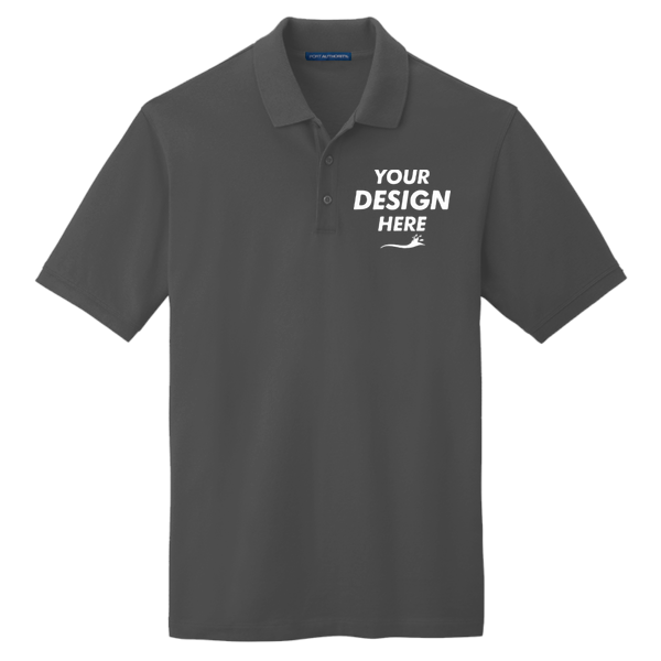 Port Authority EZCotton ® Polo, Charcoal Heather, Front view, Mockup