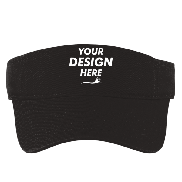 Port Authority Enzyme Wash Fashion Visor, Black, Front view, Mockup