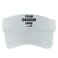 Port Authority Enzyme Wash Fashion Visor, White, Front view, Mockup
