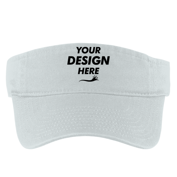 Port Authority Enzyme Wash Fashion Visor, White, Front view, Mockup