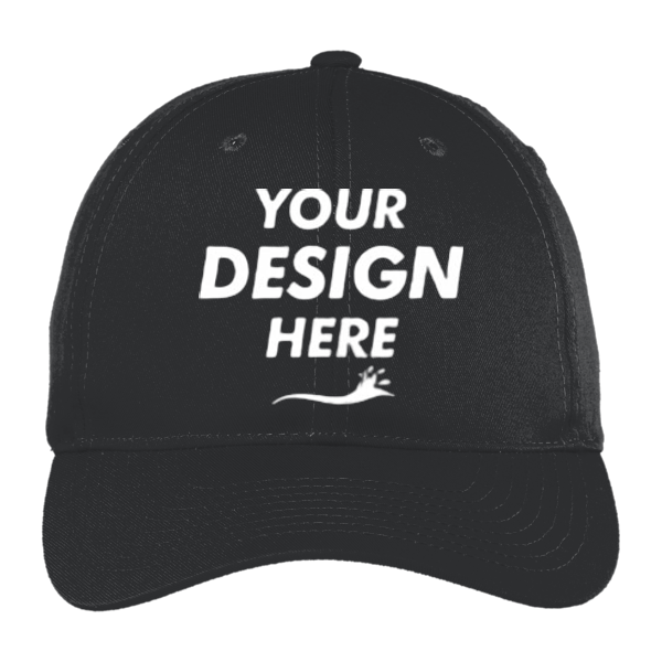 Port Authority Fine Twill Cap, Black, Front view, Mockup