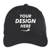 Port Authority Fine Twill Cap, Black, Front view, Mockup
