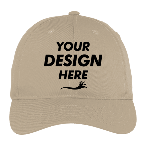 Port Authority Fine Twill Cap, Khaki, Front view, Mockup