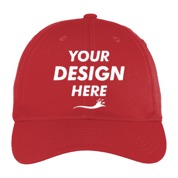 Port Authority Fine Twill Cap, Red, Front view, Mockup