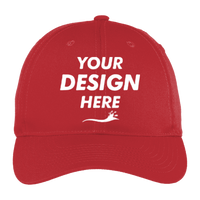 Port Authority Fine Twill Cap, Red, Front view, Mockup