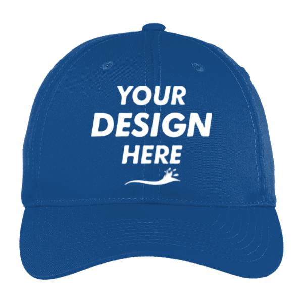 Port Authority Fine Twill Cap, Royal, Front view, Mockup