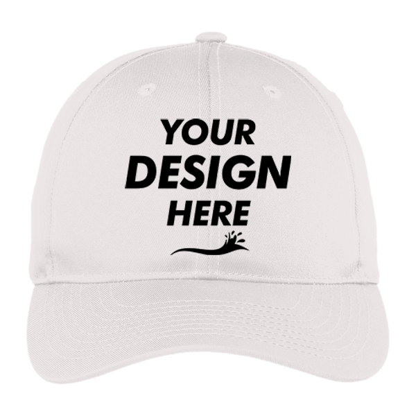 Port Authority Fine Twill Cap, White, Front view, Mockup