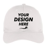 Port Authority Fine Twill Cap, White, Front view, Mockup