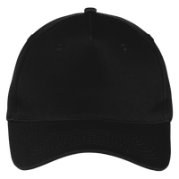 Port Authority Five Panel Twill Cap, Black, Front view