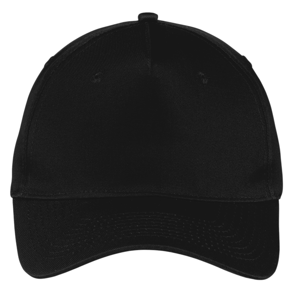 Port Authority Five Panel Twill Cap, Black, Front view