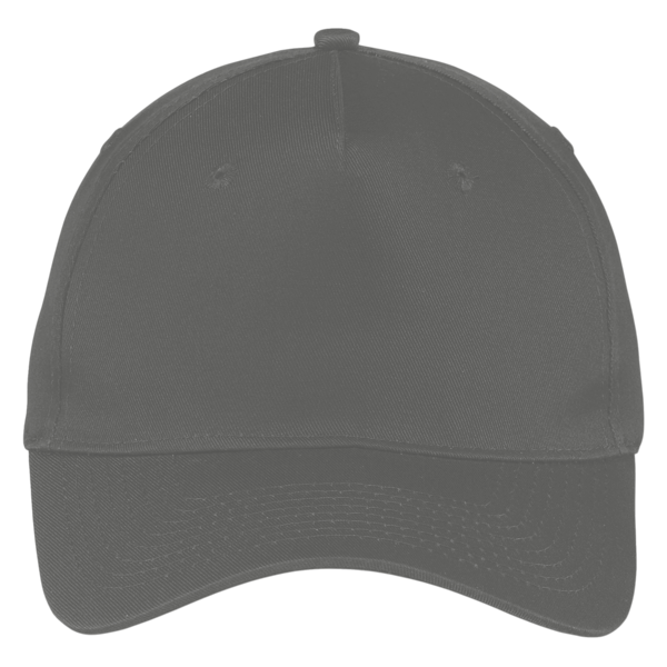 Port Authority Five Panel Twill Cap, Charcoal, Front view