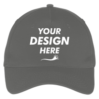 Port Authority Five Panel Twill Cap, Charcoal, Front view, Mockup