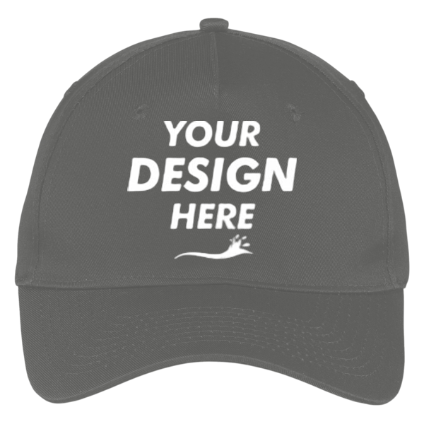 Port Authority Five Panel Twill Cap, Charcoal, Front view, Mockup