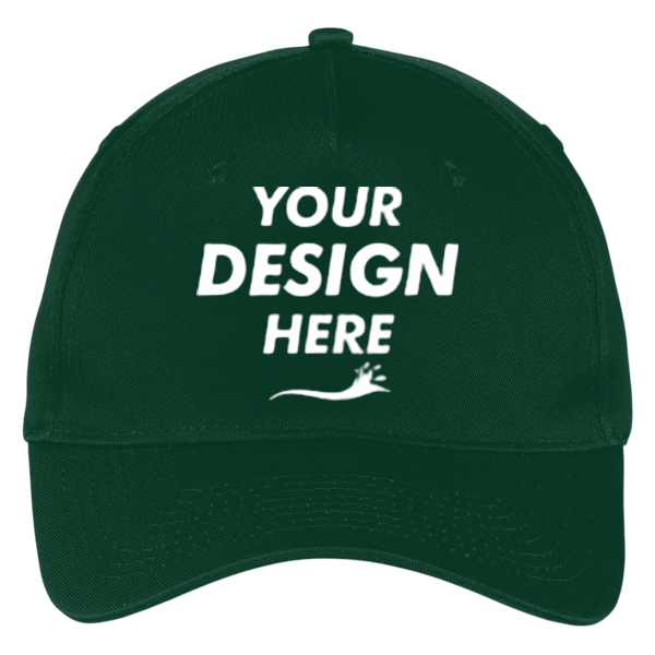 Port Authority Five Panel Twill Cap, Hunter, Front view, Mockup