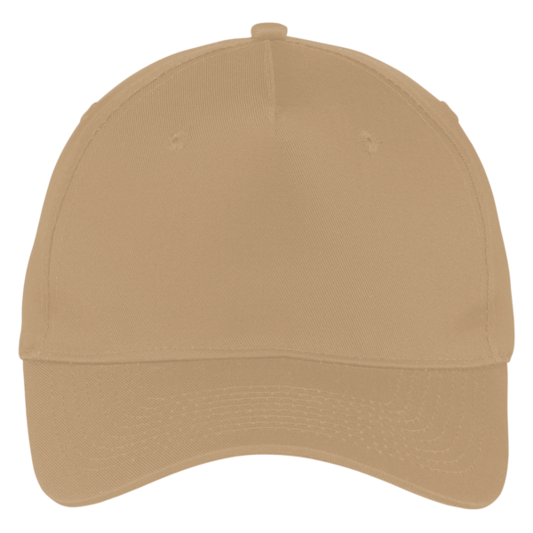 Port Authority Five Panel Twill Cap, Khaki, Front view