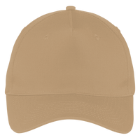 Port Authority Five Panel Twill Cap, Khaki, Front view