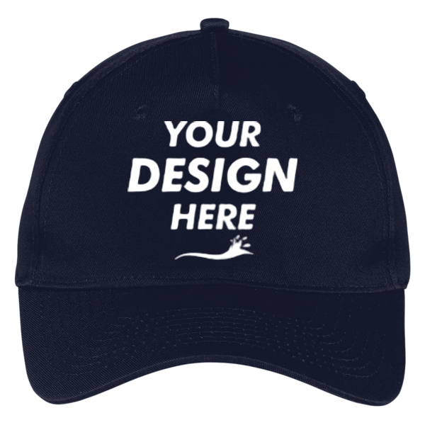 Port Authority Five Panel Twill Cap, Navy, Front view, Mockup