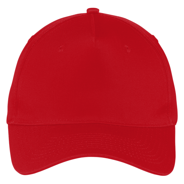 Port Authority Five Panel Twill Cap, Red, Front view