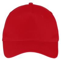 Port Authority Five Panel Twill Cap, Red, Front view
