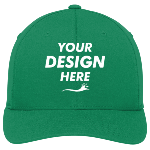 Port Authority Flexfit ® Cotton Twill Cap, Kelly Green, Front view, Mockup