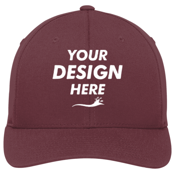 Port Authority Flexfit ® Cotton Twill Cap, Maroon, Front view, Mockup