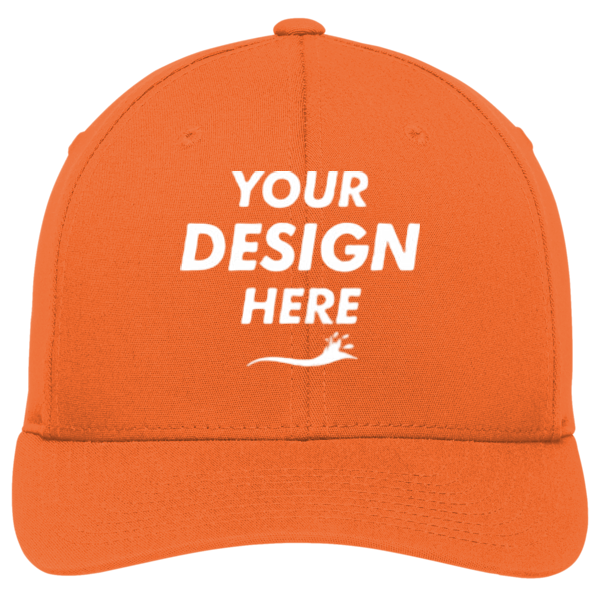 Port Authority Flexfit ® Cotton Twill Cap, Orange, Front view, Mockup