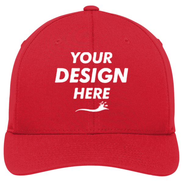 Port Authority Flexfit ® Cotton Twill Cap, True Red, Front view, Mockup