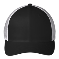 Port Authority Flexfit ® Mesh Back Cap, Black / White, Front view