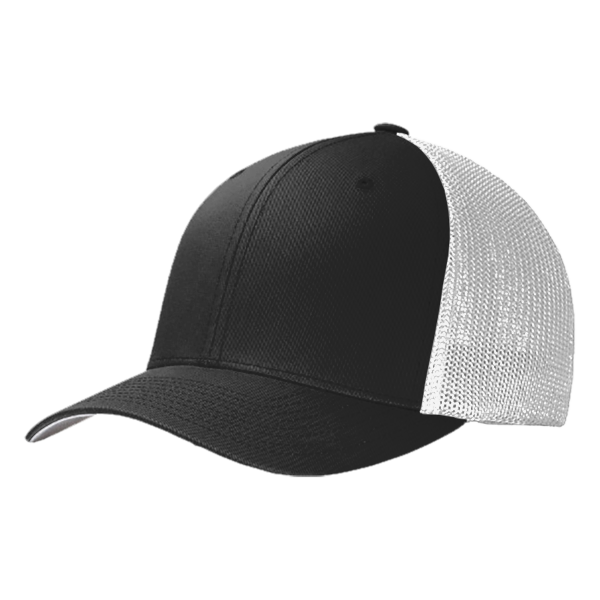 Port Authority Flexfit ® Mesh Back Cap, Black / White, Left Side view