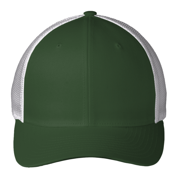 Port Authority Flexfit ® Mesh Back Cap, Forest Green / White, Front view