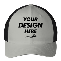 Port Authority Flexfit ® Mesh Back Cap, Silver / Black, Front view, Mockup