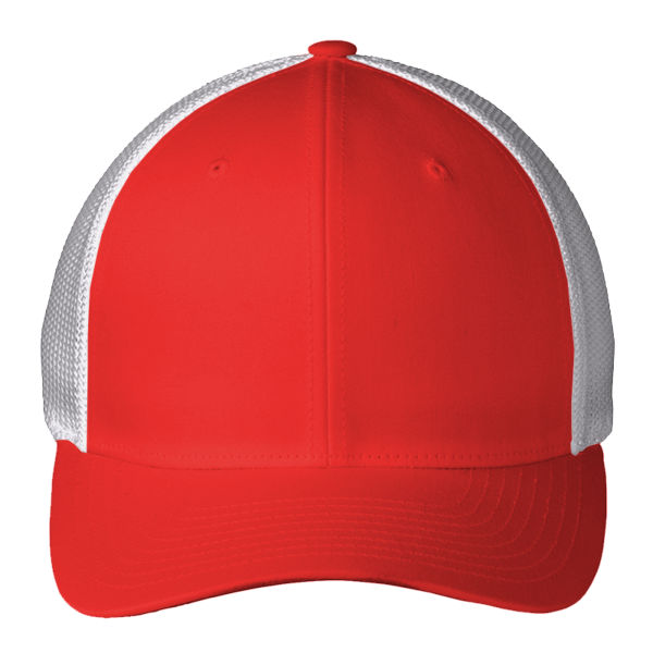 Port Authority Flexfit ® Mesh Back Cap, True Red / White, Front view